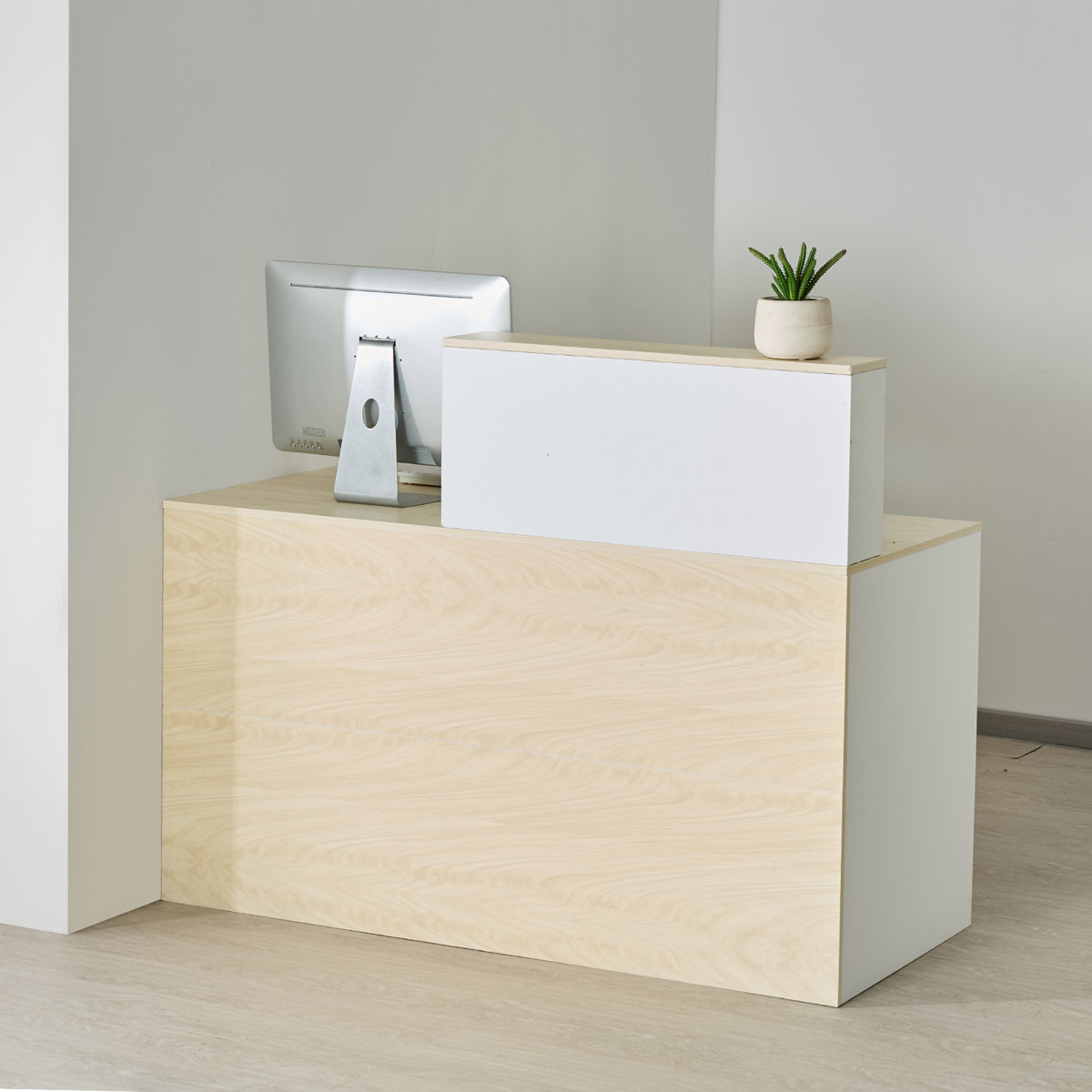 Ebern Designs Reception Desk Rectangular Front Counter Table 55.12 in ...