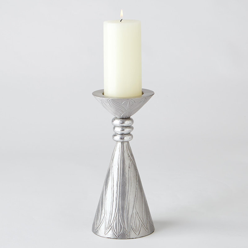 Candlestick, Nickel, 9.75" H x 5.25" W x 5.25" D