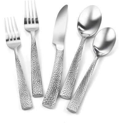 Matte Silver Hammered Cutlery Set