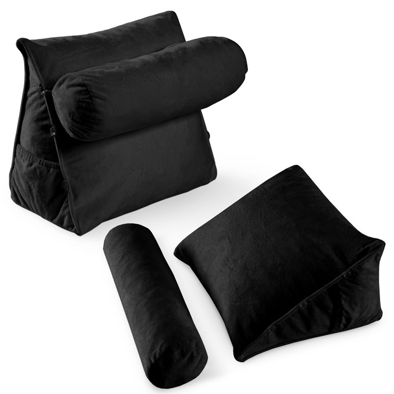 Housse et insert de traversin en velours, Noir