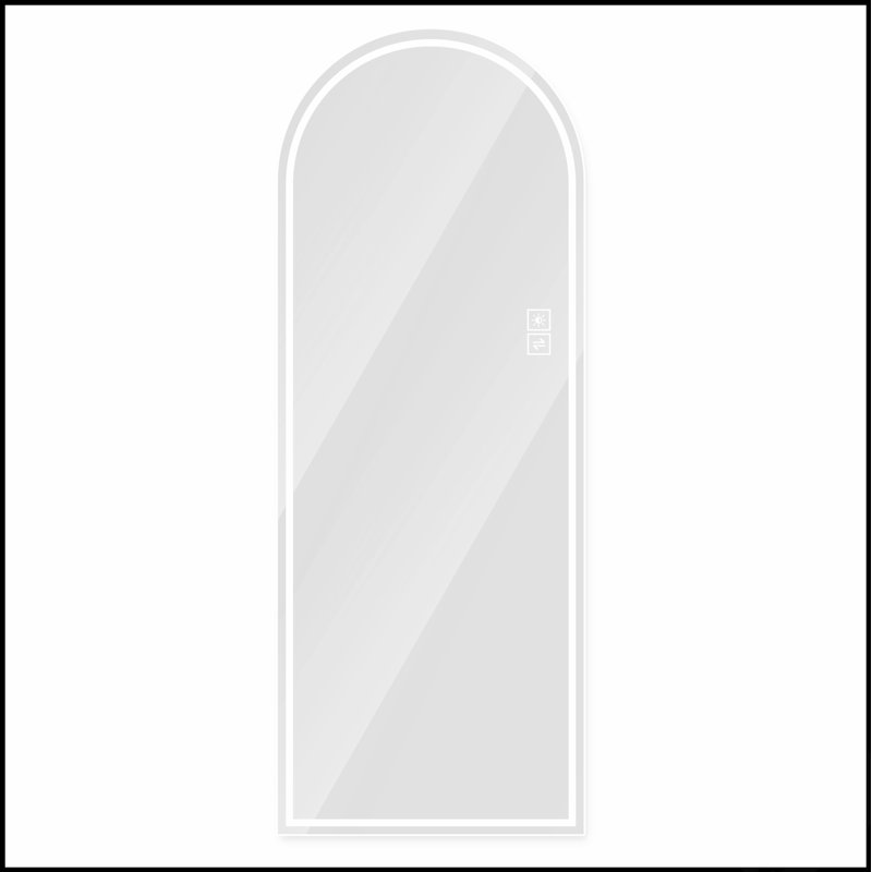 65 X 21 Inch Arch Design LED Full Length Mirror With Dimmable, High Definition, And Explosion-Proof Features, Standing Or Wall-Mounted