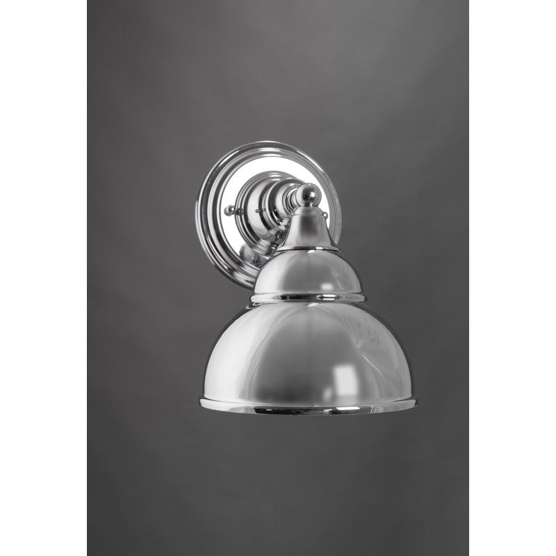 Wall Sconce Shown In Bronze Finish With 7" Bronze Double Bubble Metal Shade, Chrome