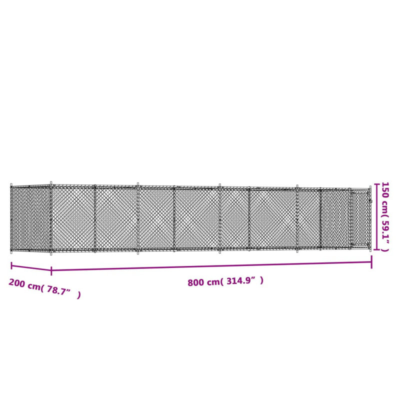 Alejandra 150cm H Steel Yard Kennel, 150 H x 800 W x 200 D cm