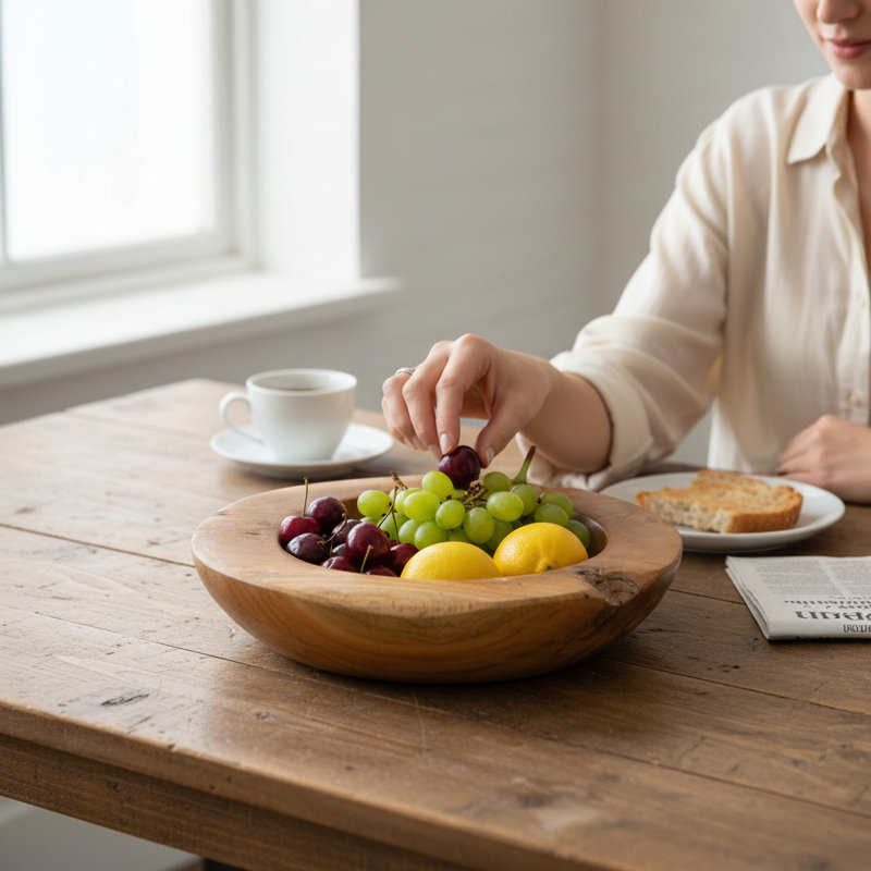 Union Rustic Mandalay Teak Fruit Bowl