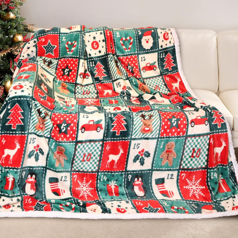 Jeté polaire en sherpa Gogreen Christmas, Jeté