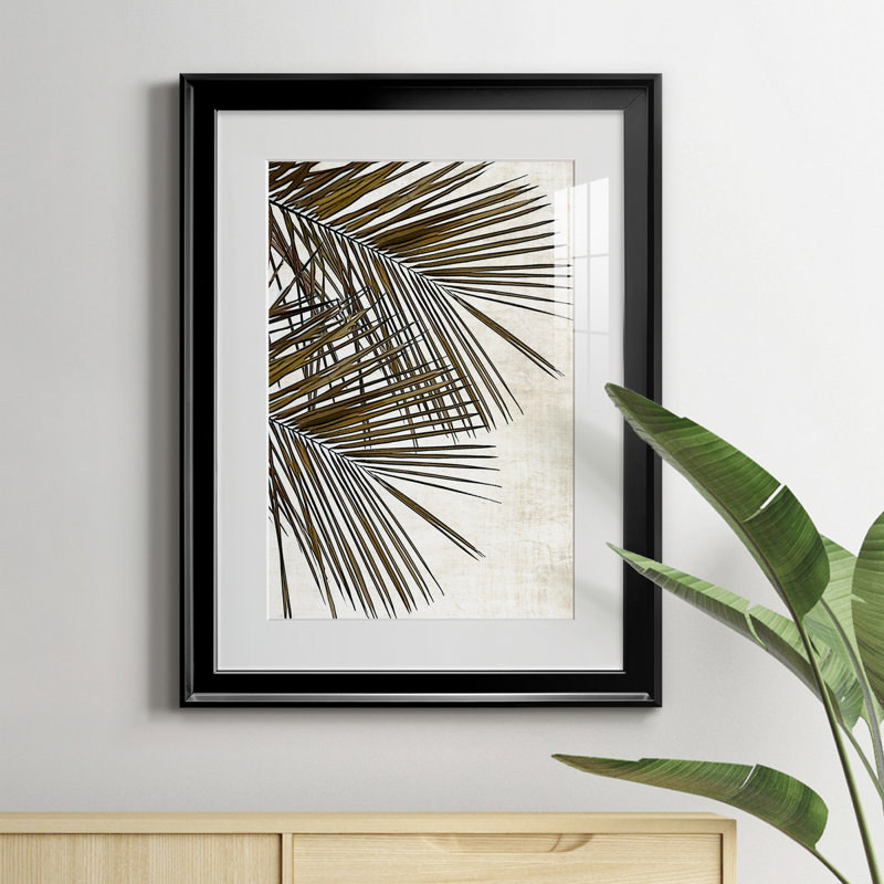 Palmier I - peinture encadrée, Noir, H 22,5 po x l 30,5 po x P 1,5 po