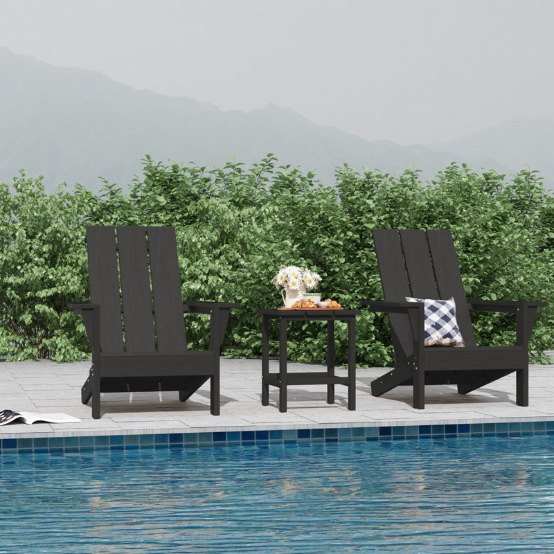 Godin All-Weather HDPE Adirondack Chair with Table, Black