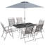 Ensemble repas de patio 8 pièces avec parasol de table Outsunny