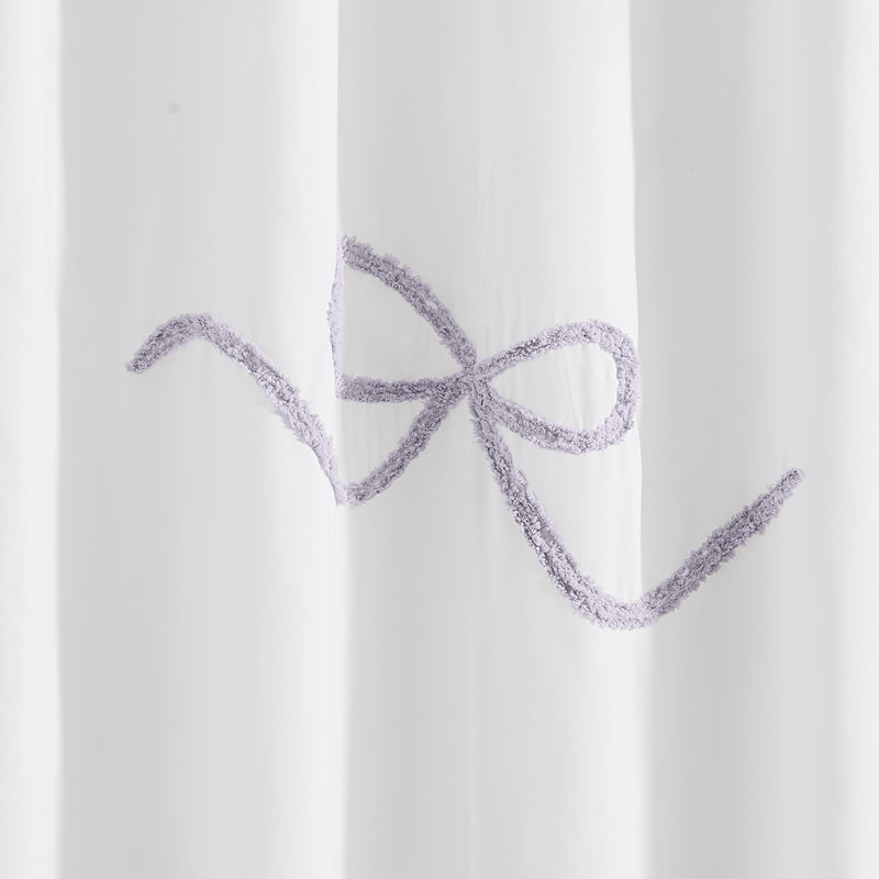 Truly Soft Textured Bow Shower Curtain, Purple/White