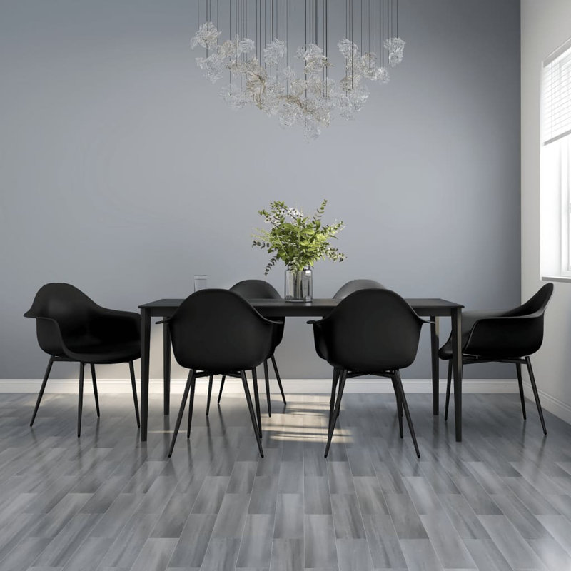 Betancourt 46cm H Metal Side Chair in Black, Black, 4