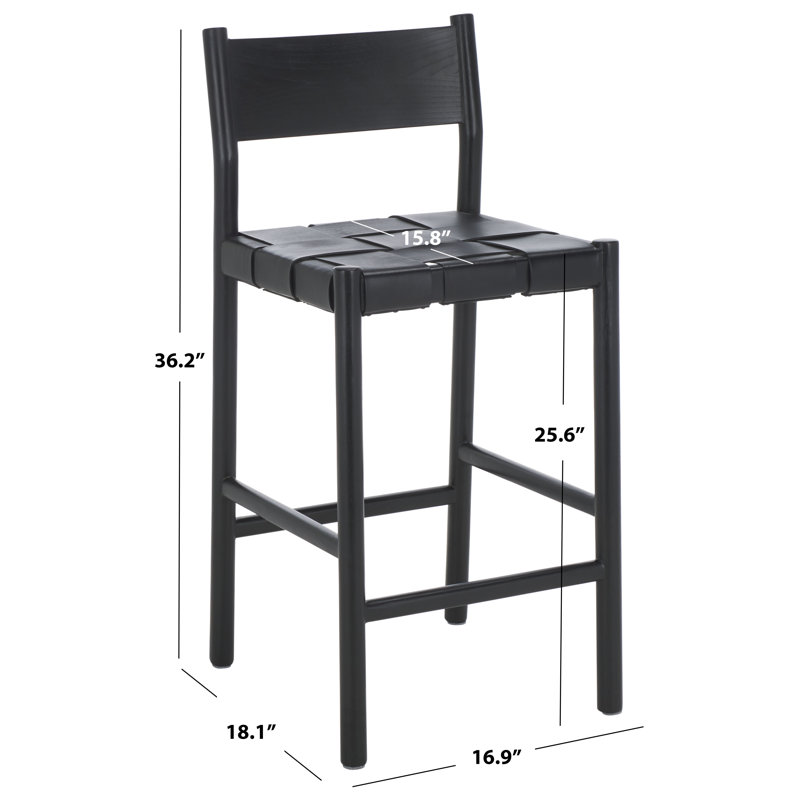 Devnie Woven Leather Counter Stool, Black