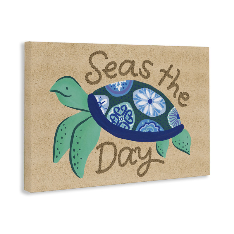  «Seas The Day Turtle», art mural sur toile par Deborah Curiel, H 16 po x l 24 po
