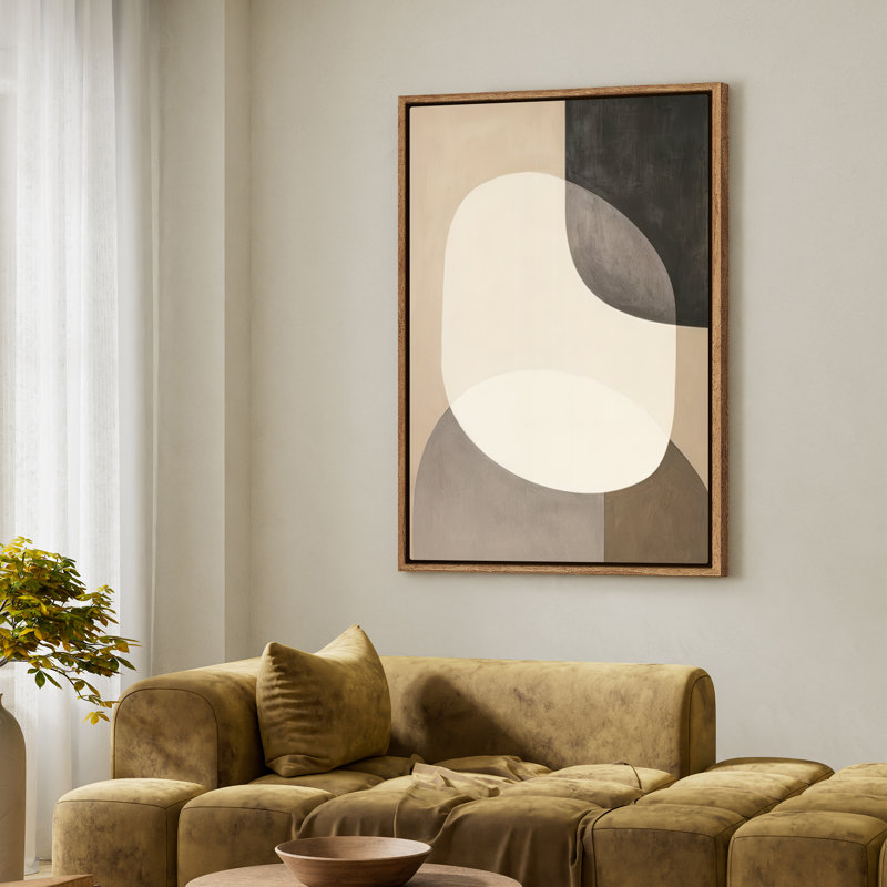 Framed Canvas Wall Art - Vintage Abstract Wall Prints for Bedroom - , Natural, 36" H x 24" W