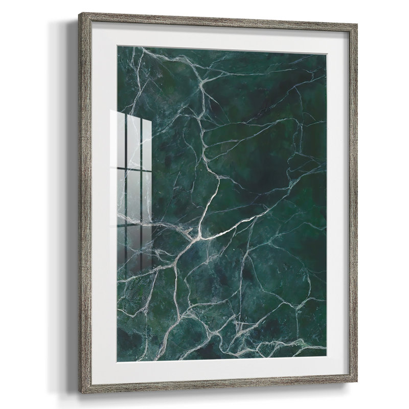 Jade marbre II, Blanc, Papier encadré argent vieilli