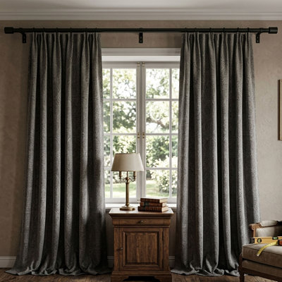 Heavy Duty Adjustable Curtain Rod, Black Window Curtain Rod for Bedroom, Living Room and Outdoor Use, 30" to 120"