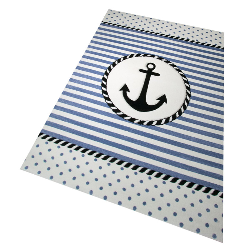 Eddyville Machine Woven Blue/Grey Rug, Rectangular 160 x 230cm