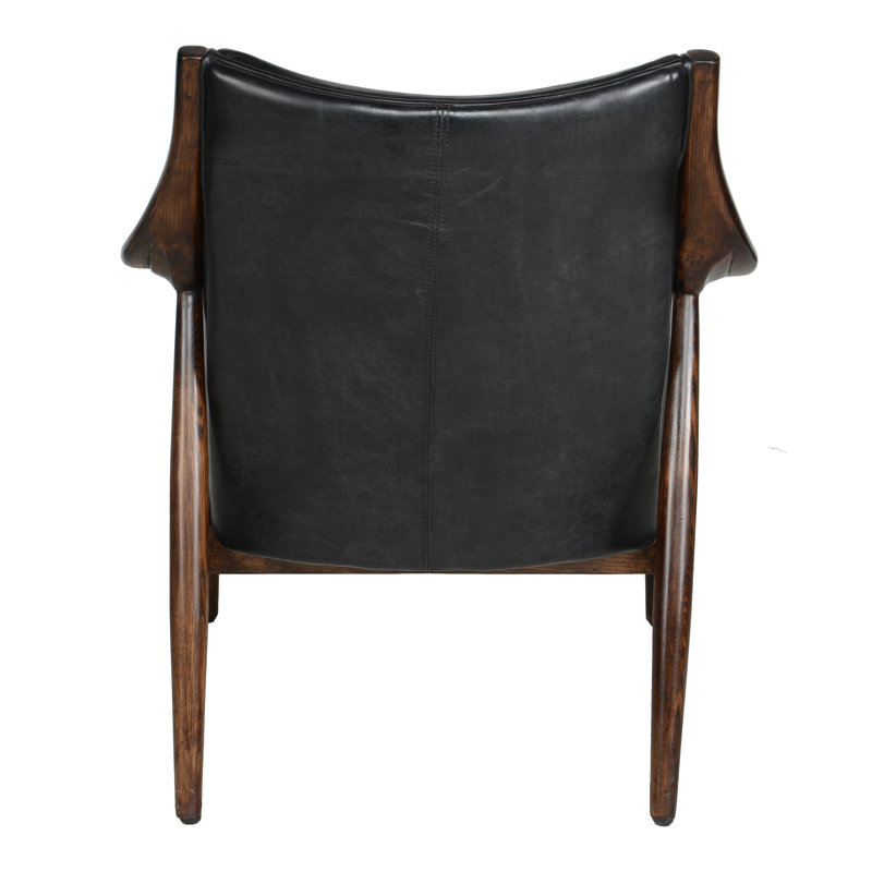 Kareem Club Chair Brown, Black Genuine Leather