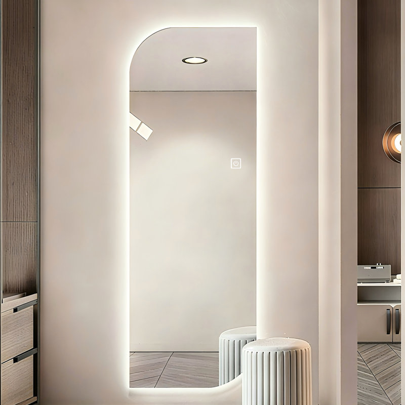 65" X 21" Led Mirror With 3-Color Dimmable Lighting, Shatter-, For Bedroom And Salon Full Length Wall Mirror, 5Mm Copper- Silver Glass, Dressing Room