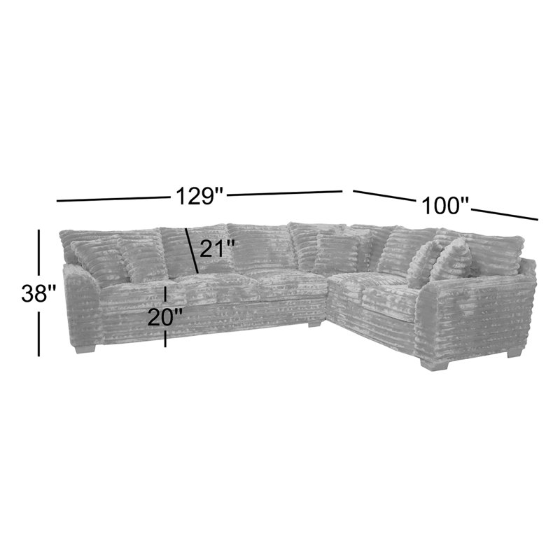 Gus Upholstered Sectional, Blue Polyester Blend