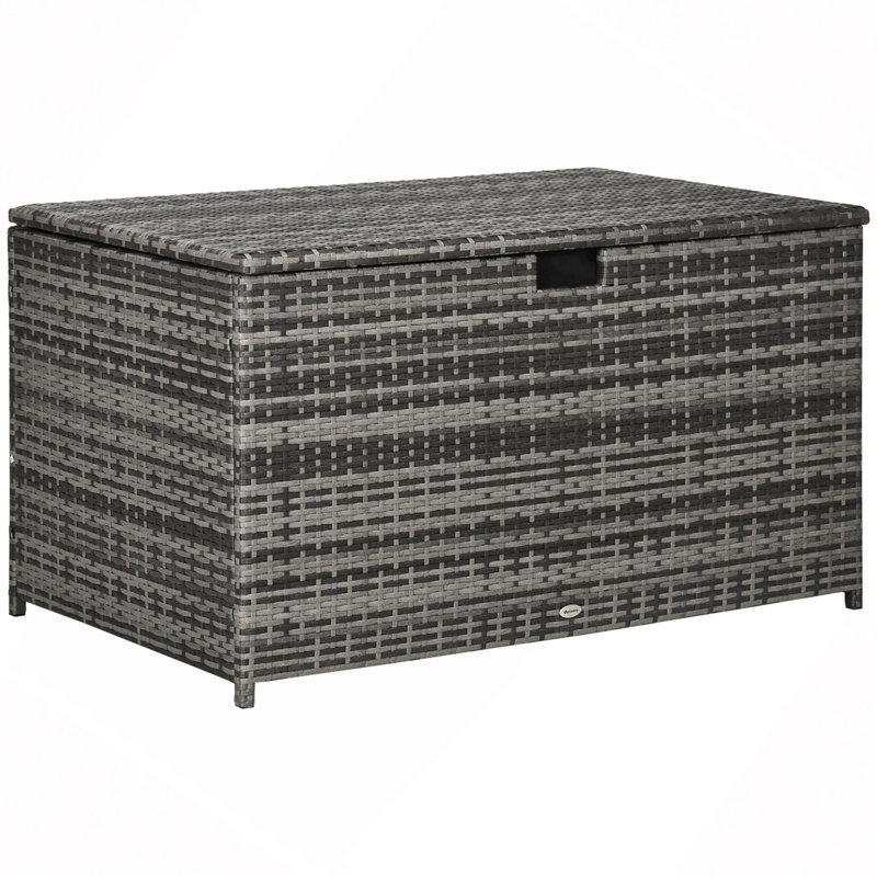 113 Gallon Deck Box, Rattan Outdoor/Patio Storage Box, Waterproof Storage Container For Indoor, Patio Furniture Cushions, Pool Toys, Garden Tools