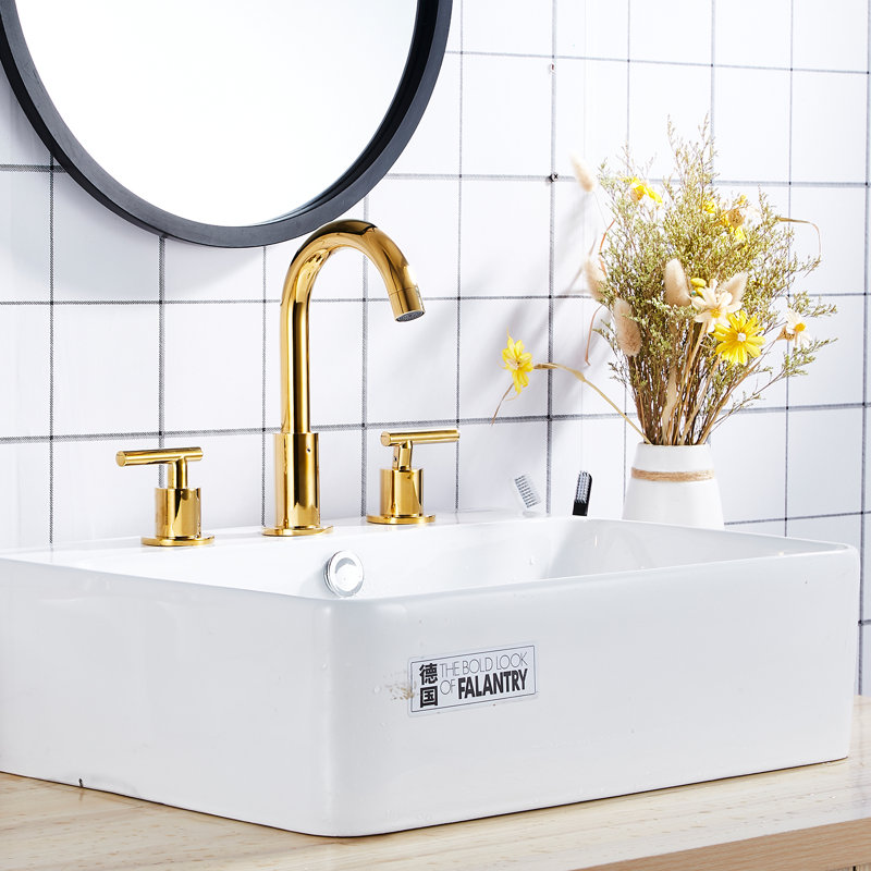 Widespread Bathroom Sink Faucet, Gold