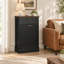 Meuble de poubelle basculant de style champêtre avec tiroir de rangement, en bois, d'une capacité de 38 litres (10 gallons), idéal pour la cuisine et la buanderie - Noir/Une porte-106451146-136026422