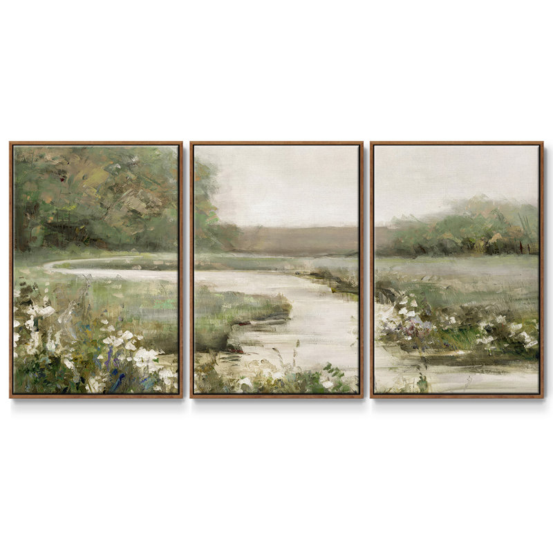 " Quiet Path " 3 - Pieces, Walnut, 24" H x 48" W x 2" D