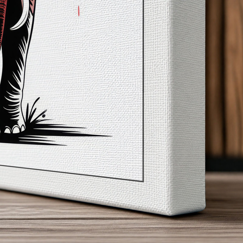 Elephant at Sunrise Modern - Wrapped Canvas, 30x20 - 76.2 x 50.8 cm, White Border