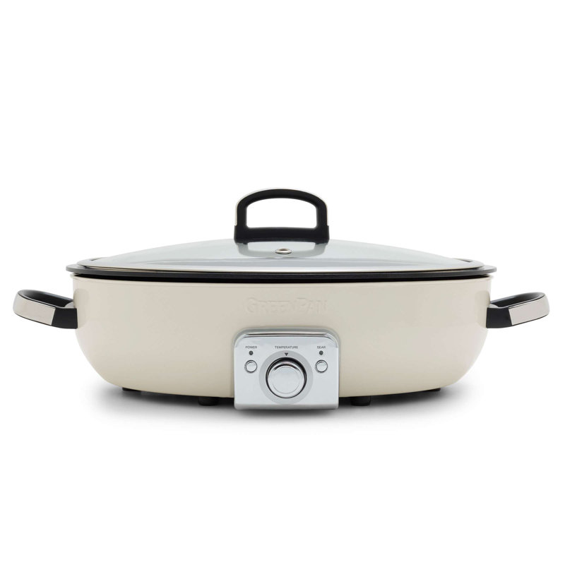 Greenpan Elite 5.5qt Oval Electric Skillet, Cream