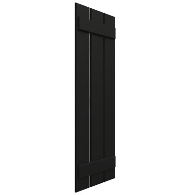 17 1/8"W x 49"H EnduraCore Composite Three Board Spaced Board-n-Batten Shutters, Black (Per Pair - Hardware Not Included)