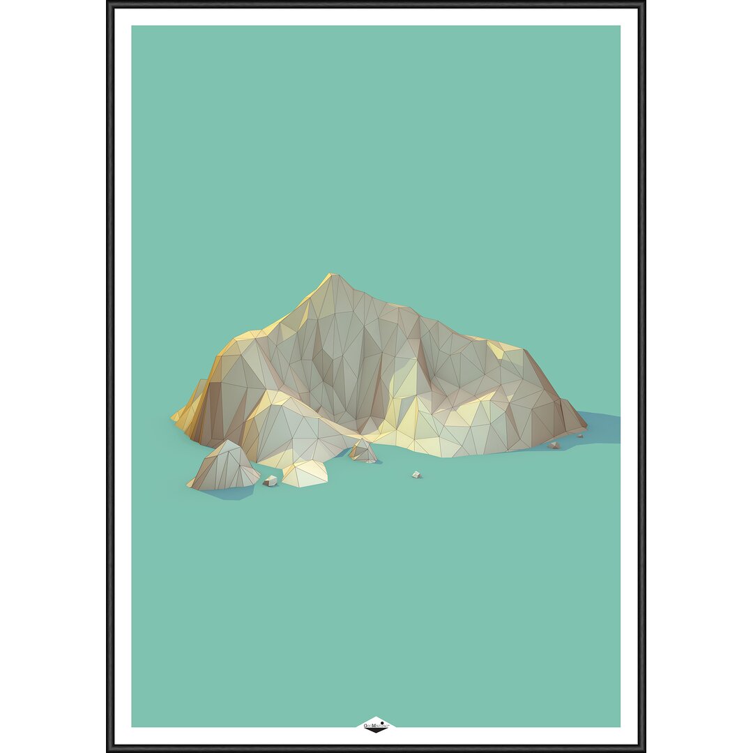 Gerahmtes Poster „Low Poly Mountain 4“, Grafikdruck