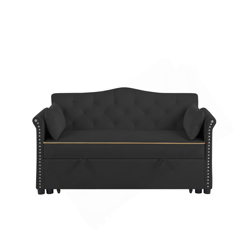 Black Velvet Sleeper Sofa Bed
