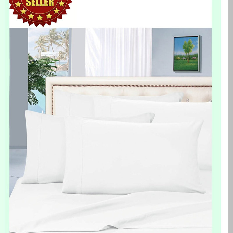 LuxuryGuard 1800 UltraSoft Bed Sheet Set - Wrinkle & Fade Resistant, Deep Pocket Queen White - Premier Luxurious 4-Piece Set, Fits up to 16" Mattress