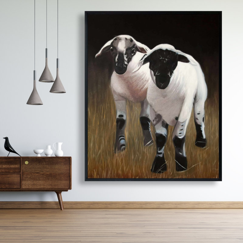 "Deux agneaux" sur toile, H 60 po x l 48 po