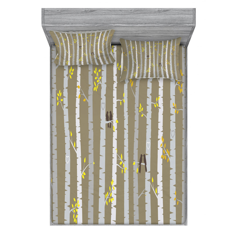 Microfiber Striped Fitted Sheet, Full Fitted Sheet with 2 Pillowcases