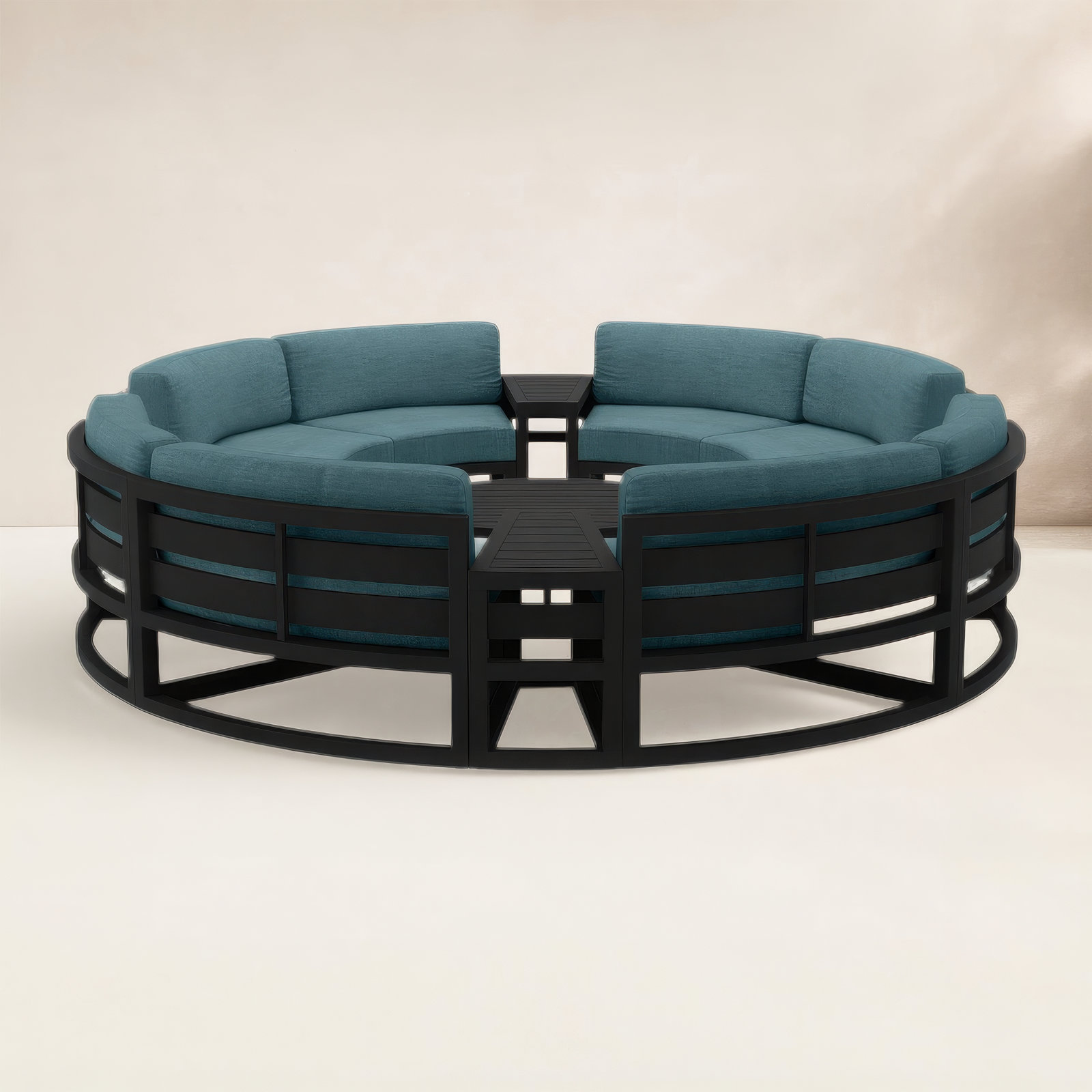 Bergeron 8 - Person Patio Conversation Set with Cushions, Canvas Natural Sunbrella® Canvas, Black