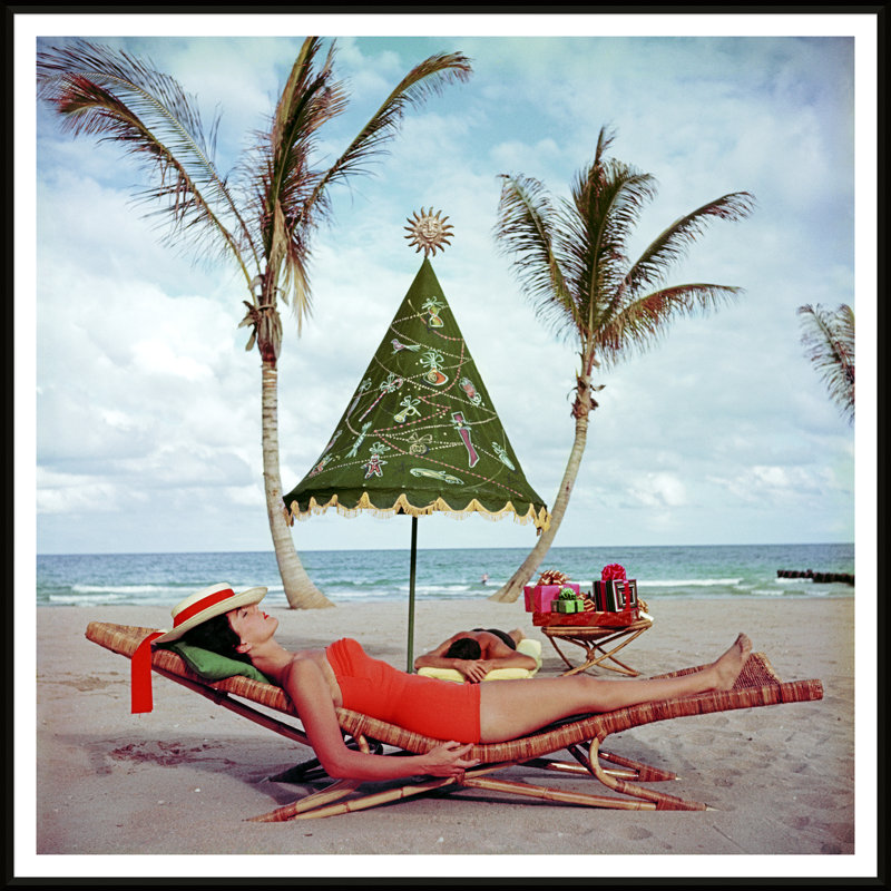 Palm Beach IdyII Print by Slim Aarons, Black, 50.75"H x 50.75"W x 2.375"D