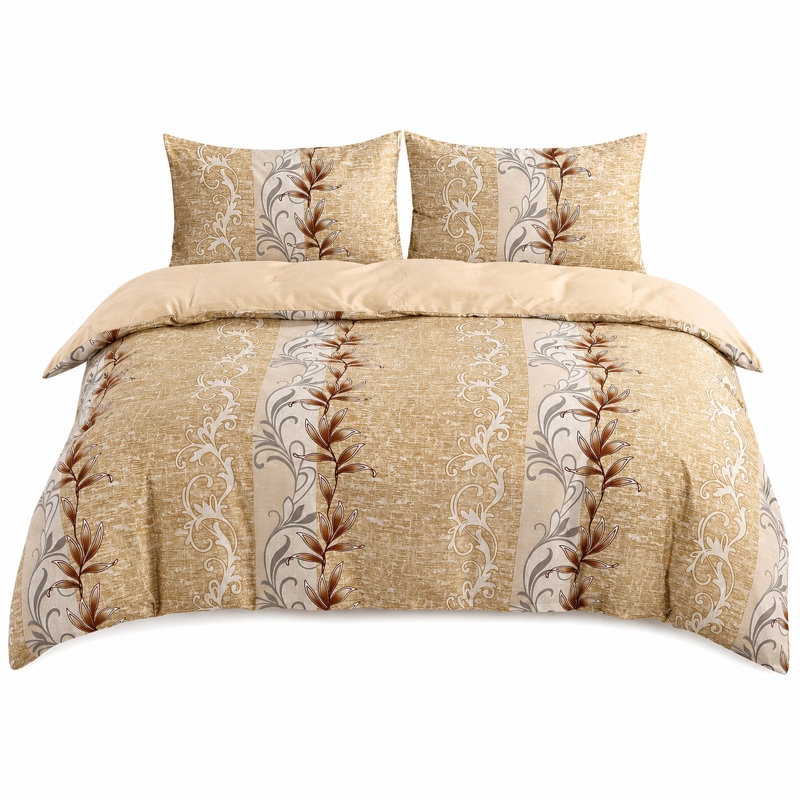 Complete Bedding Set Bliss Beige Floral Duvet Cover, Matching Fitted Sheet & Pillowcases, Single