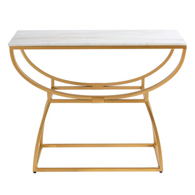 Norman Wyatt Home - Loren - Eliptical Console Table - White Marble Gold Metal Finish by Norman Wyatt Home