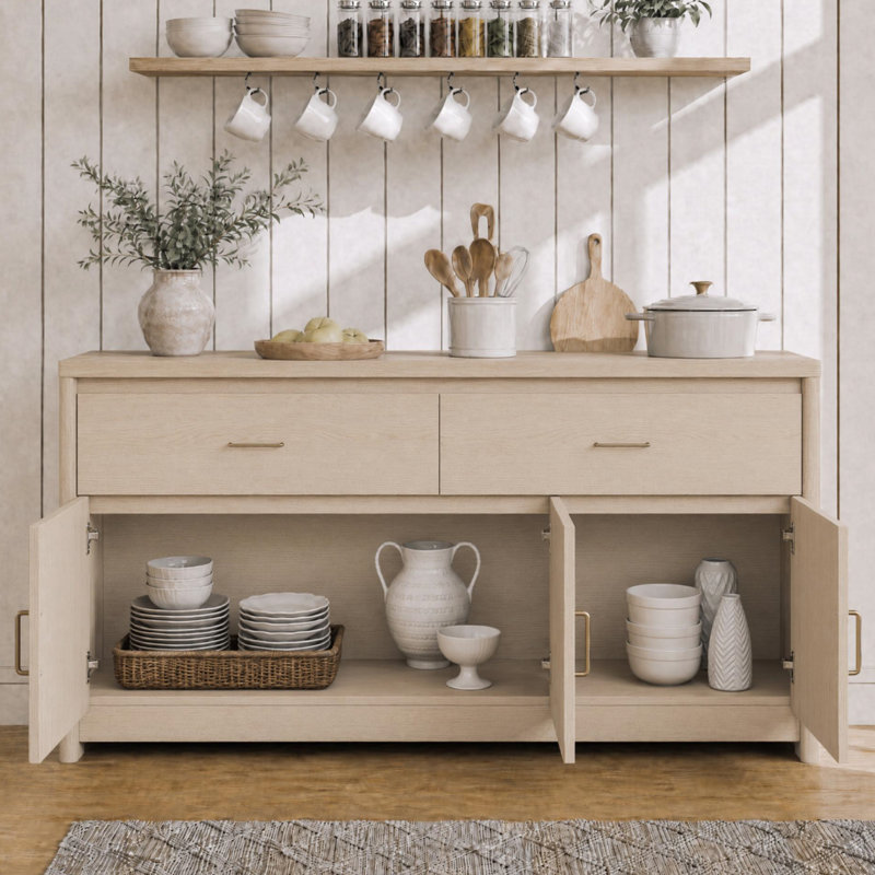 Buffet moderne 59 "avec poignées en métal, Chêne