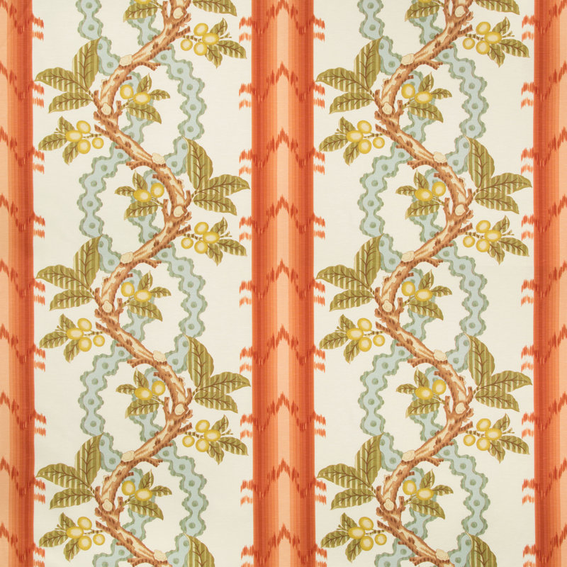 Cevennes Josselin Performance Fabric, Spice/Celadon