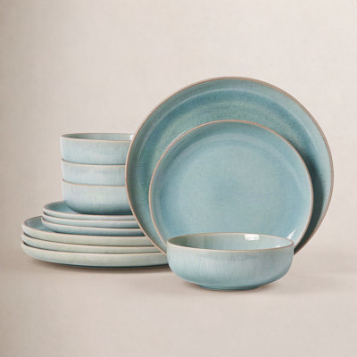 Alofmo Lunar Hush 12 Piece Stoneware Dinnerware Sets ，service For 4