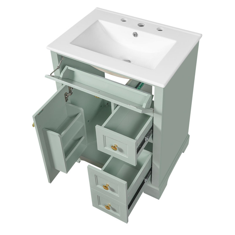 Meuble-lavabo de salle de bain avec lavabo, Vert