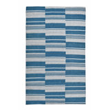 Boulder 5X8 Indoor Outdoor Handwoven Stripe Blue Area Rug By Classic Home
