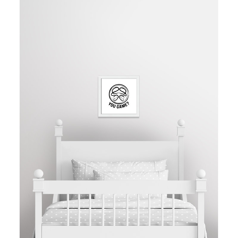Décoration murale pour enfants avec emblème de jeu, H 24,5 po x l 24,5 po x P 0,63 po, Cadre blanc