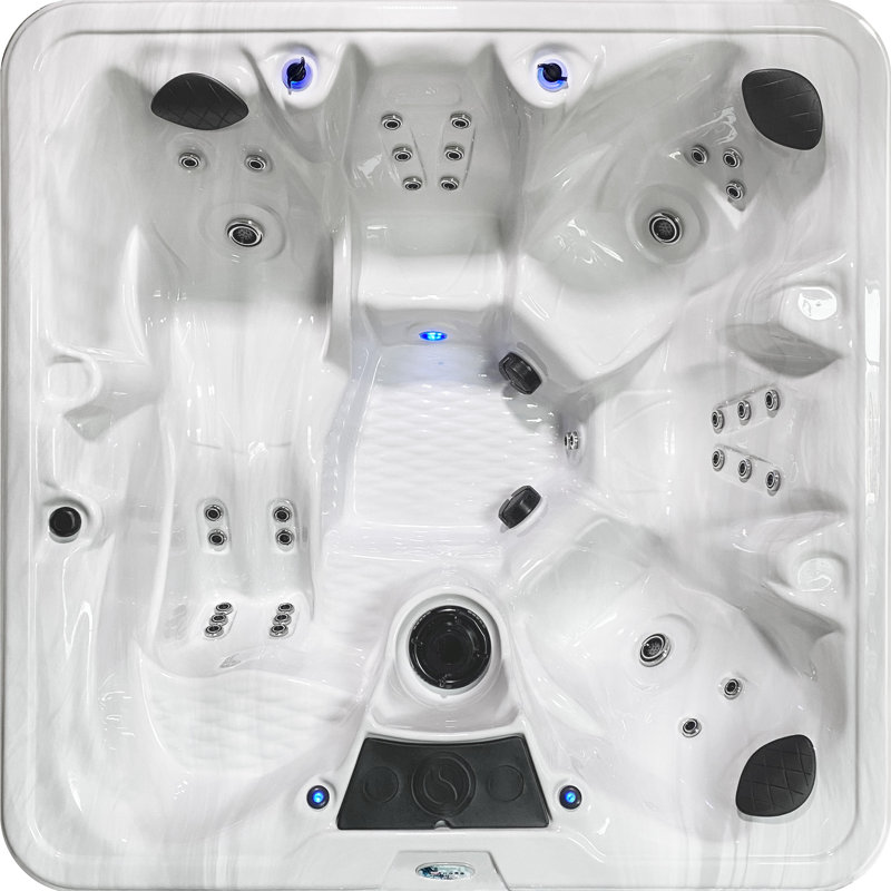 Insight 5-6 Person 34-Jet Acrylic Lounger Hot Tub Spa with Ozonator, LED Lighting and Ice Bucket, Espresso