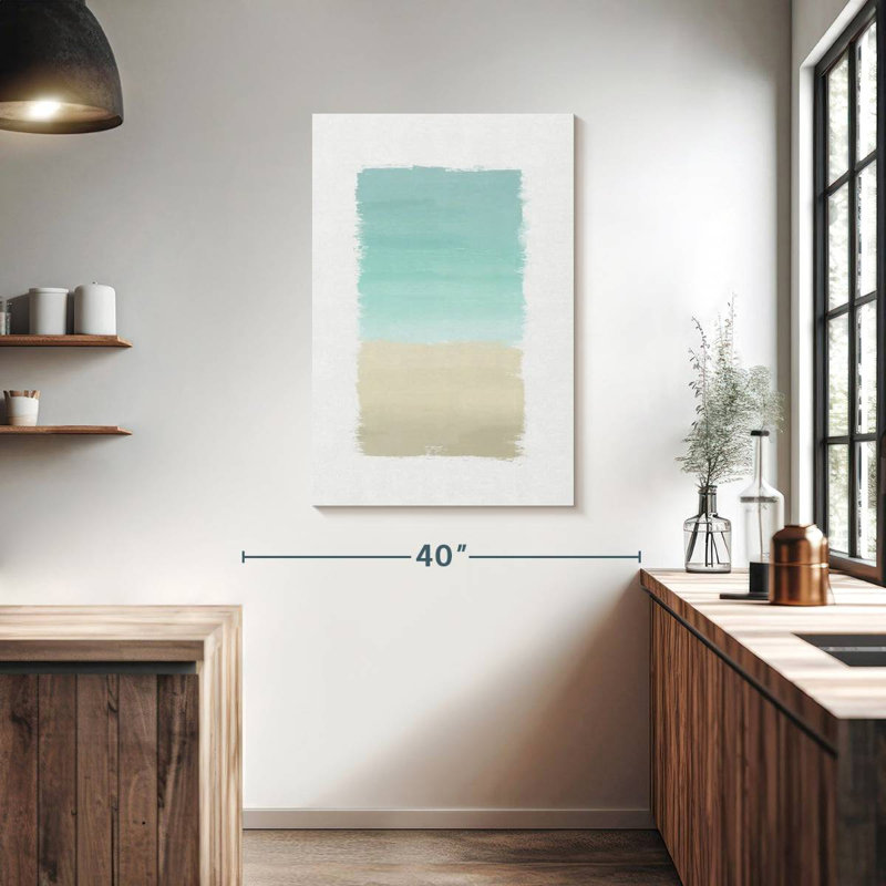 Avery turquoise abstrait sur fond blanc, H 39 po x l 26 po