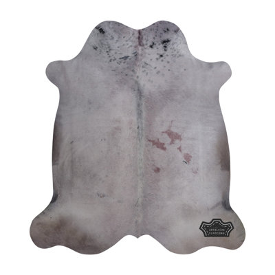 Grand tapis en cuir de vache teinté gris doux 6 pi x 7 pi - 100% cuir véritable - Accent de luxe naturel bohème-chic