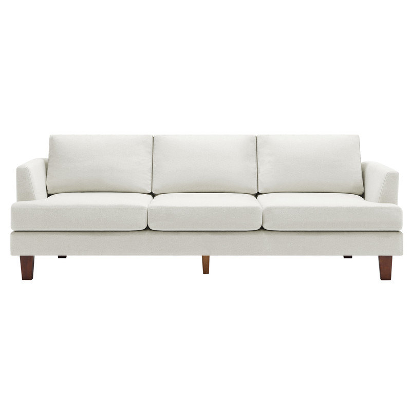89" Upholstered Square Arm Sofa Couch 3 Seater Sofa for Apartment, Cream