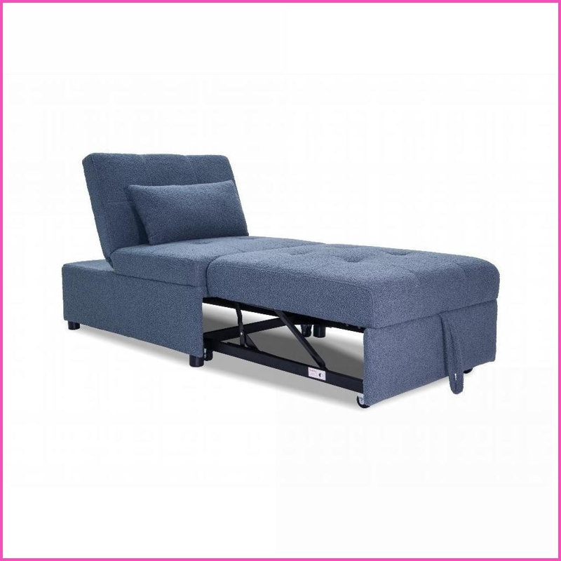 Canapé-lit convertible en tissu Sherpa doux, dossier à 3 positions pour les petits espaces | Sans accoudoirs | Sherpa | Gris